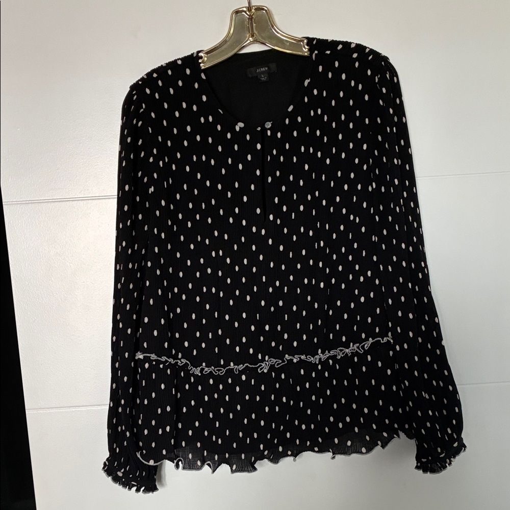 J. Crew Black and White Polka Dot Blouse